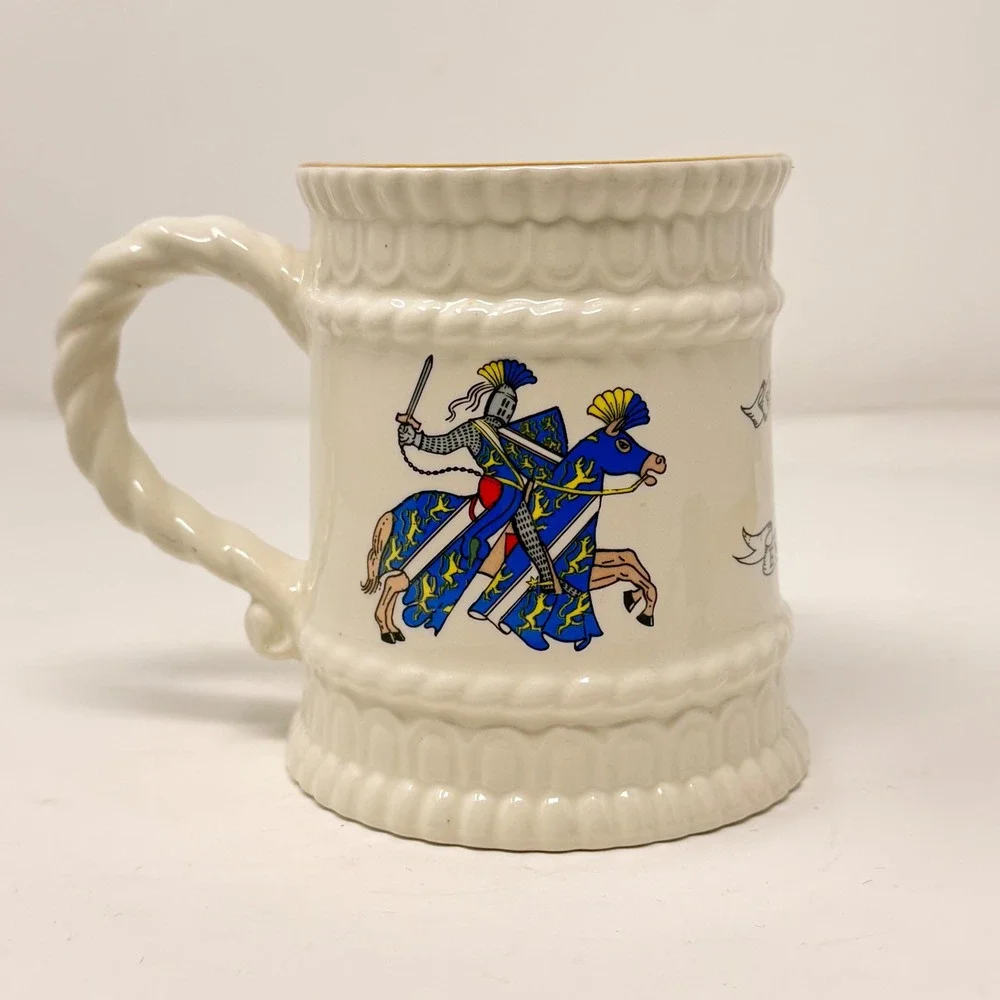 Vtg Sampson Bridgwood Lifelong Ironstone Knight Tankard Mug Coat of Arms England